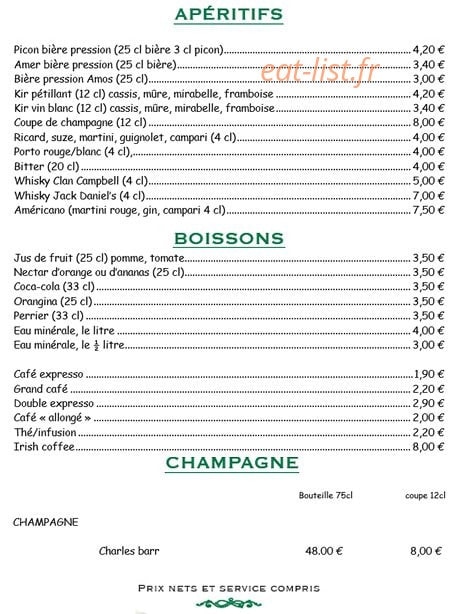 La Petite Auberge De Colligny — carte page 6