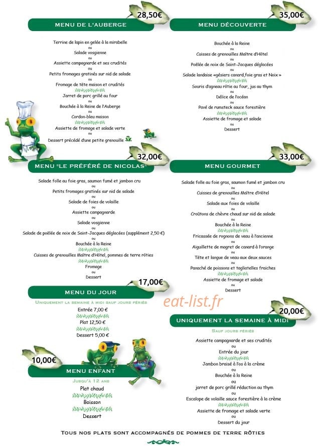 La Petite Auberge De Colligny — carte page 4