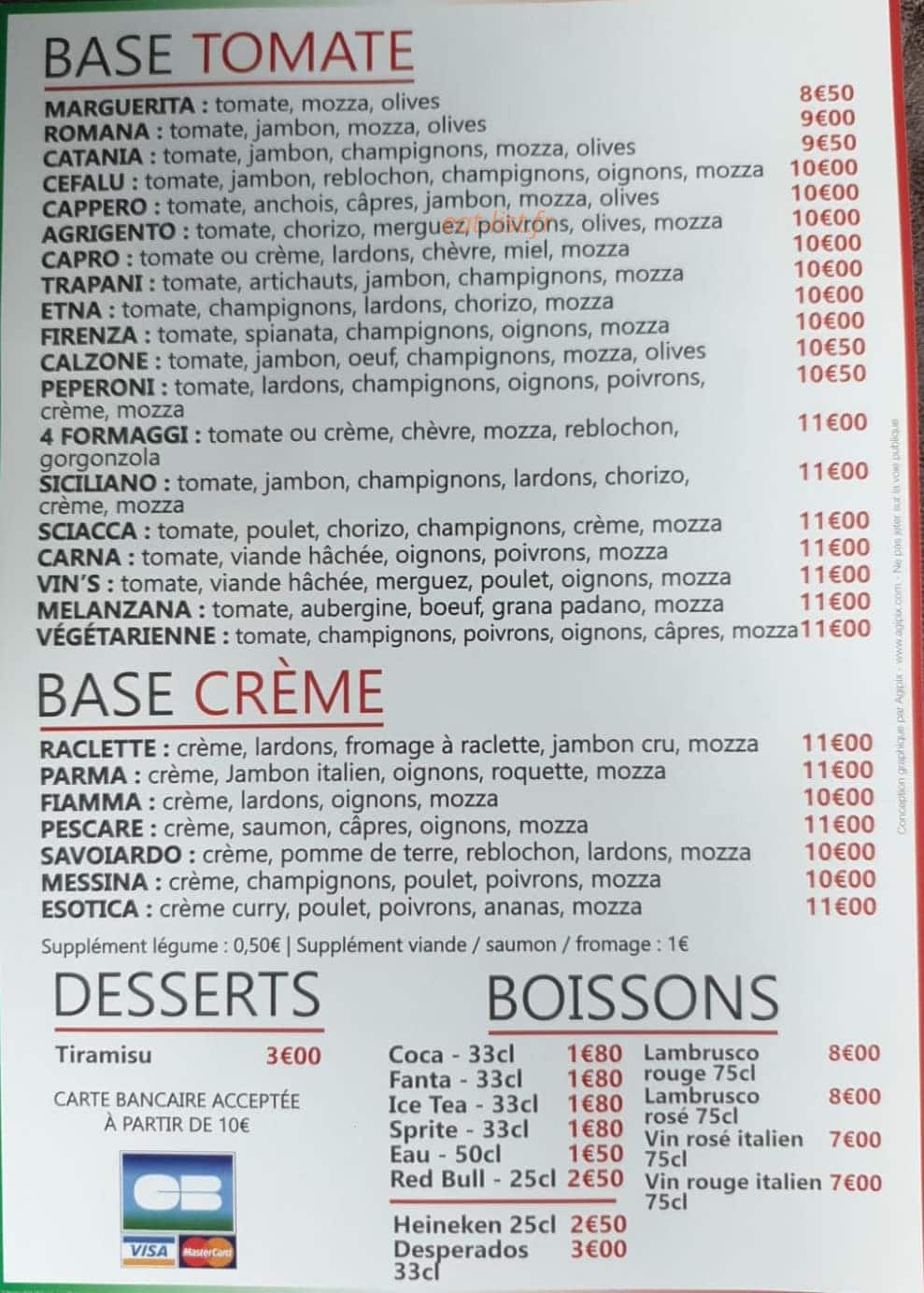 Vin's Pizza — carte page 2