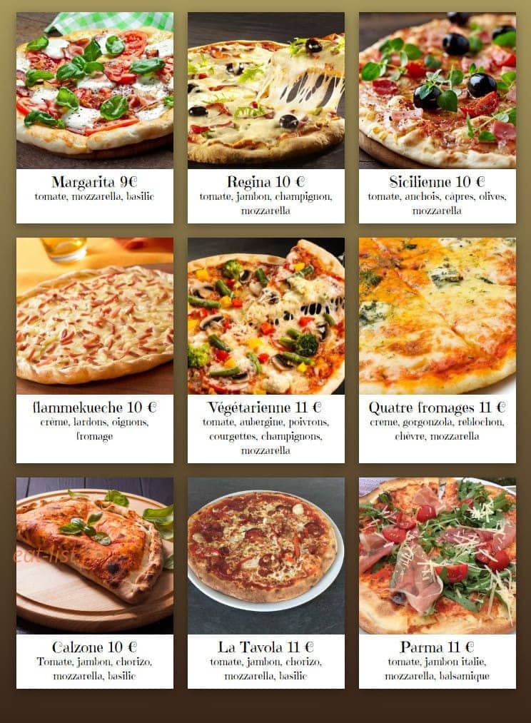 La Tavola — carte page 1