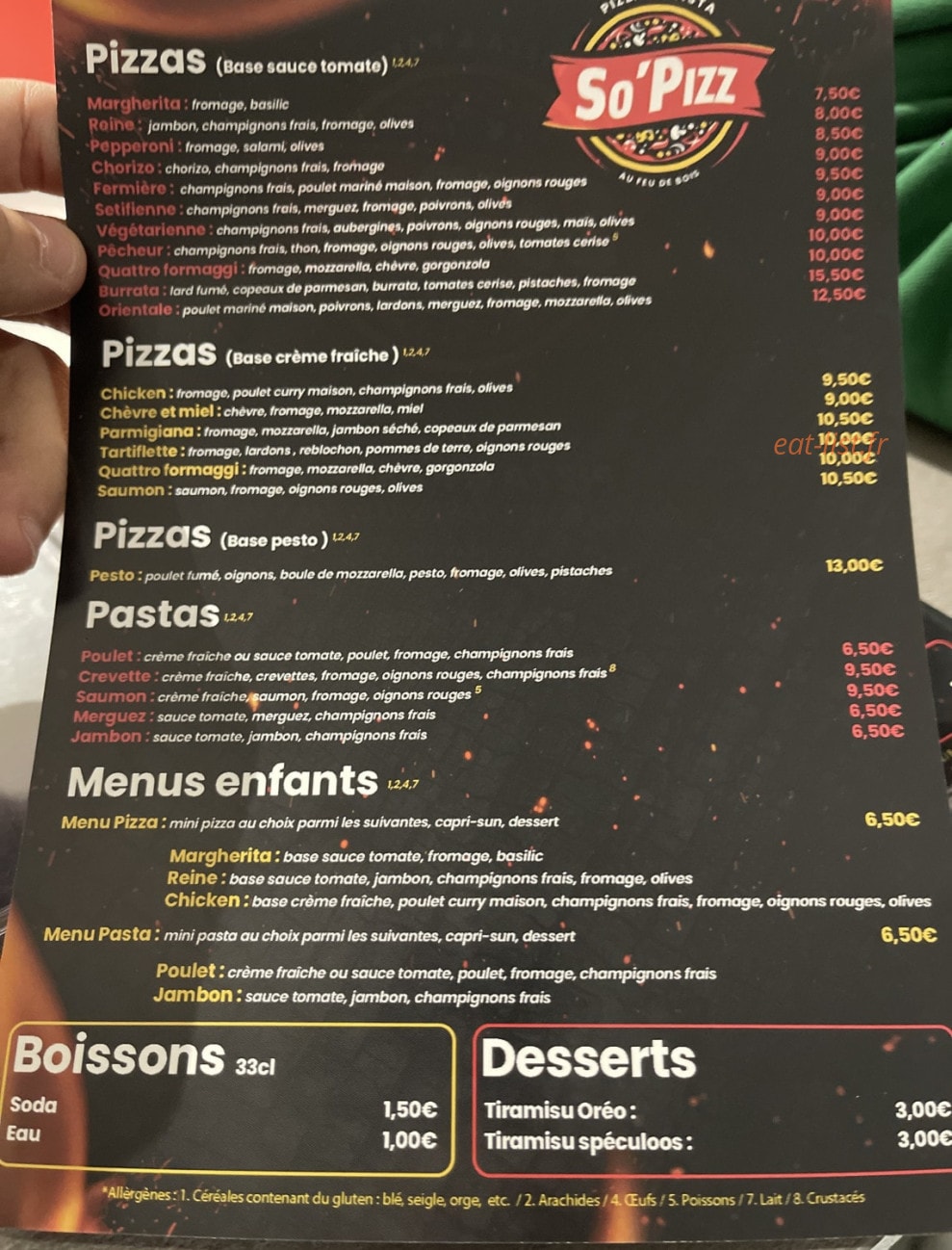 So’pizz — carte page 1