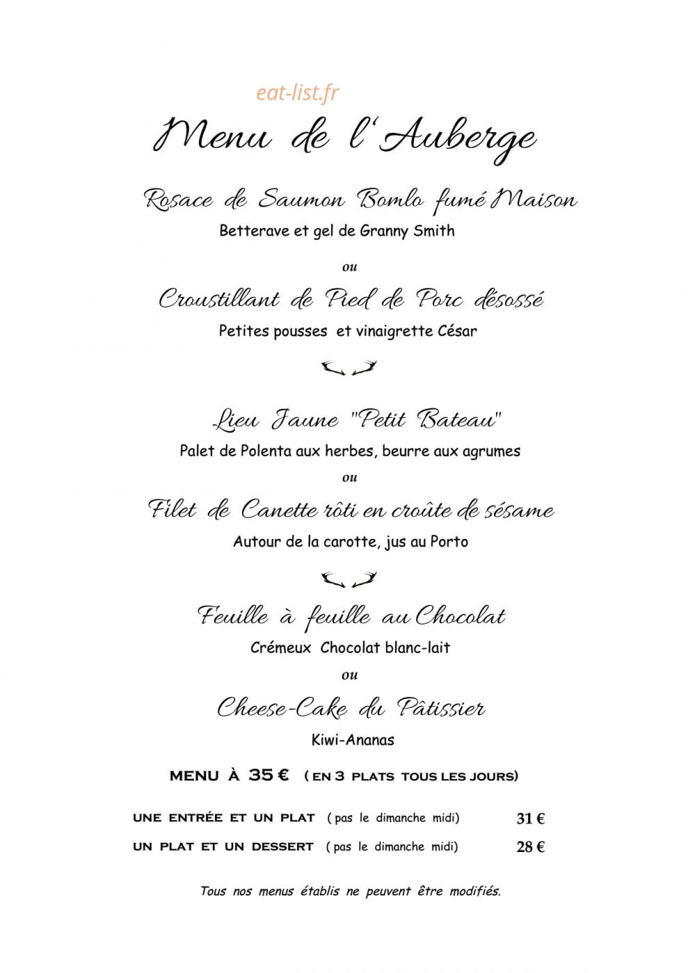 Auberge de La Forêt — carte page 3