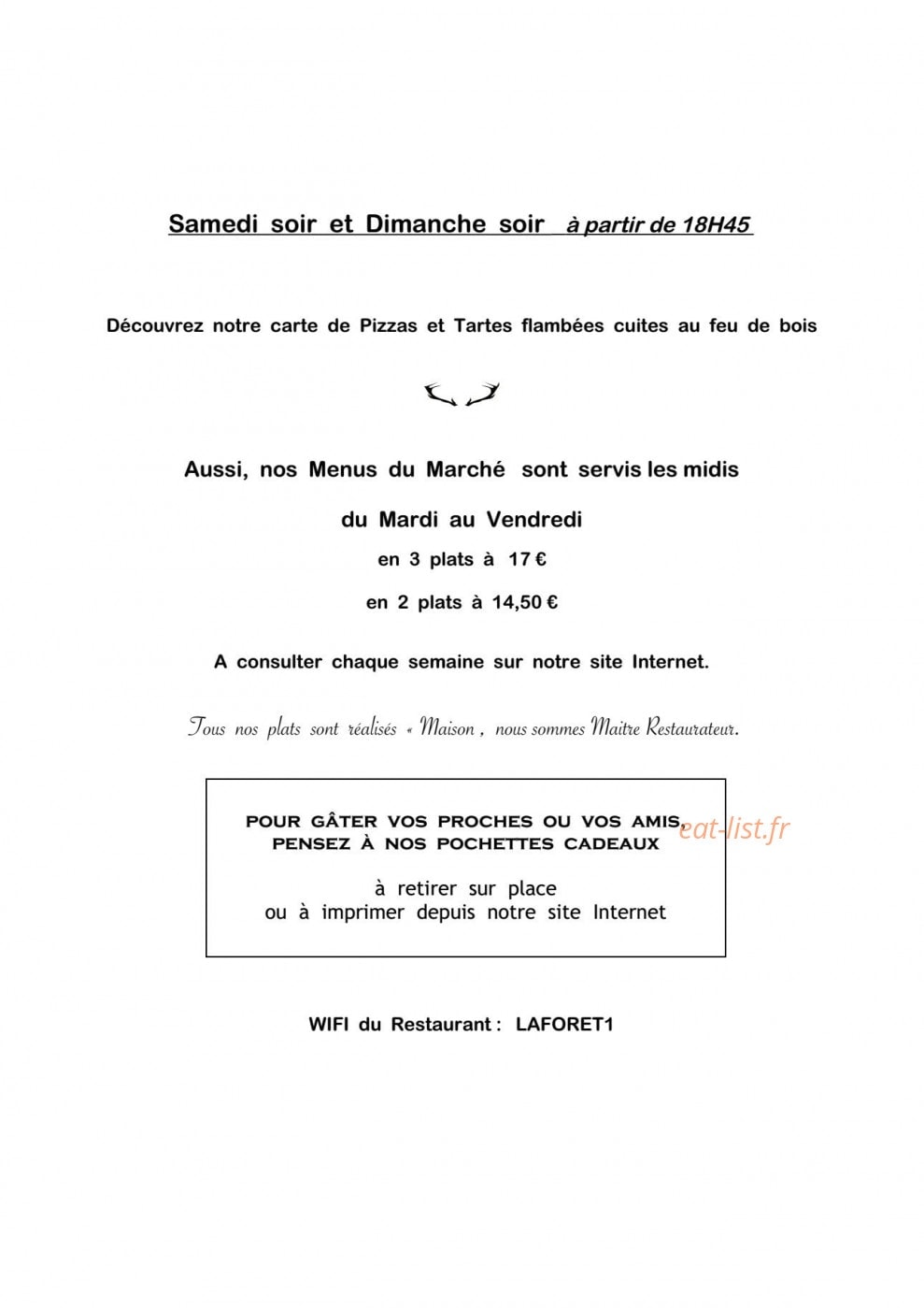 Auberge de La Forêt — carte page 8
