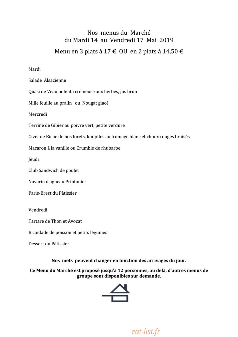 Auberge de La Forêt — carte page 1