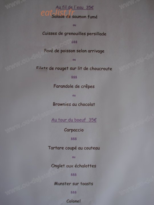 Hotel Restaurant du Donon — carte page 1