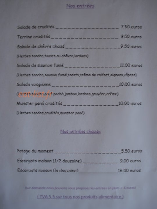 Hotel Restaurant du Donon — carte page 2