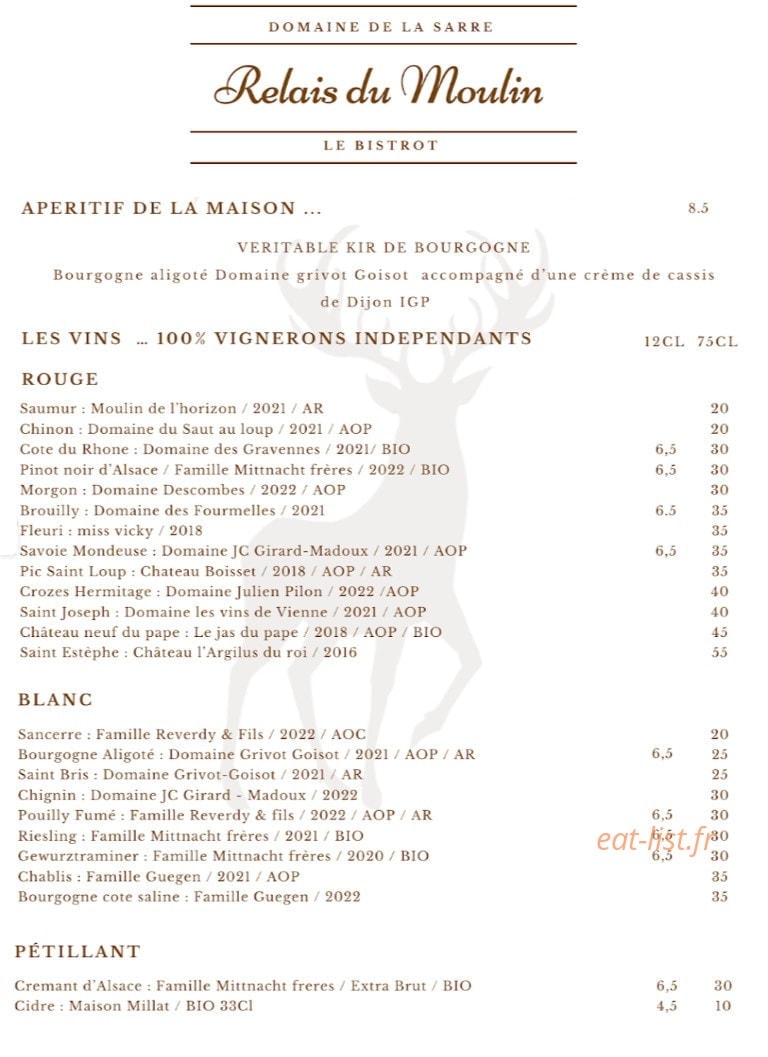Relais du Moulin — carte page 1