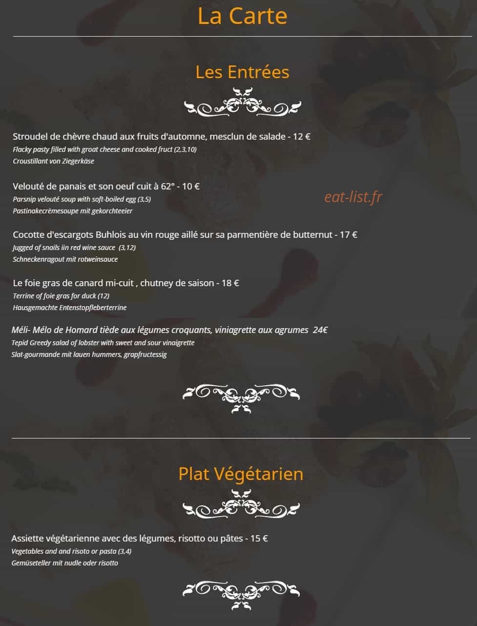 Hostellerie Du Prieuré Soulier — carte page 1