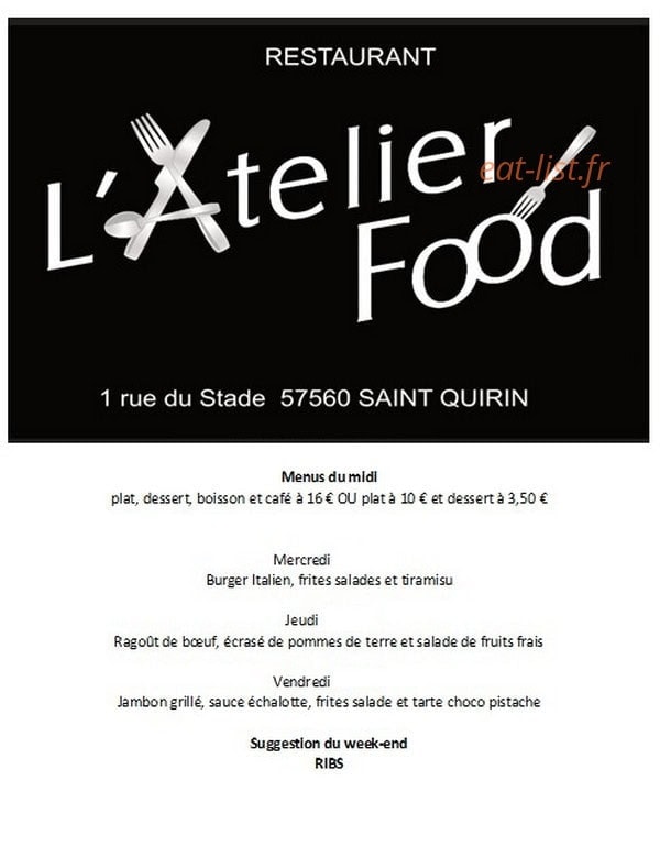 L'Atelier Food — carte page 1