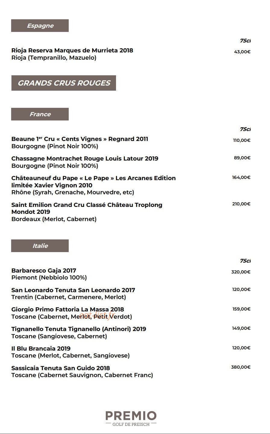 Ristorante Premio — carte page 11