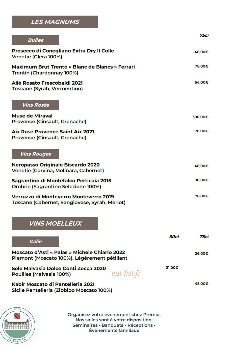 Ristorante Premio — carte page 12