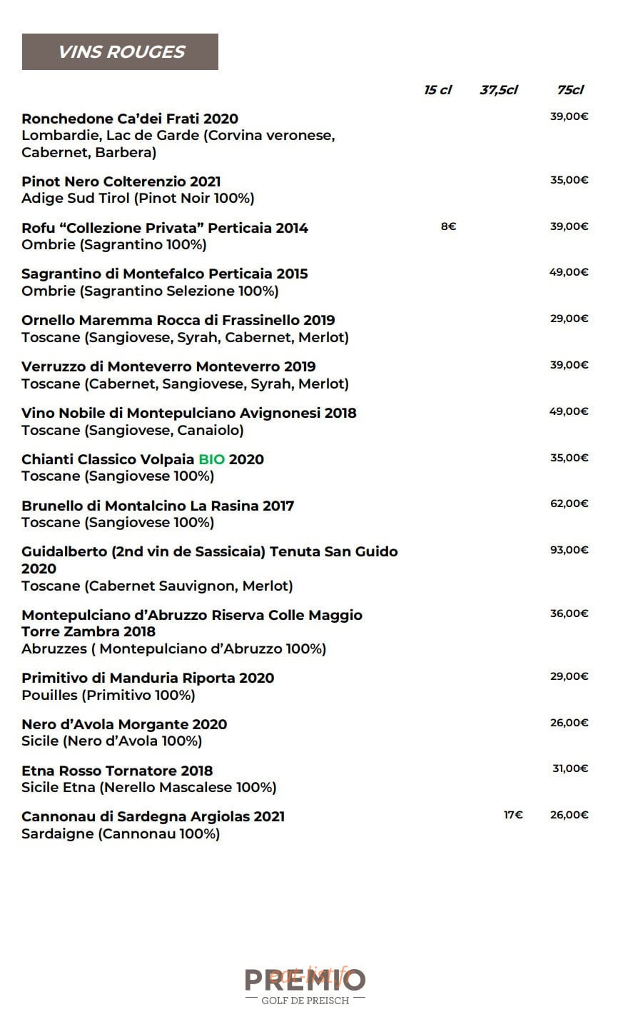 Ristorante Premio — carte page 10