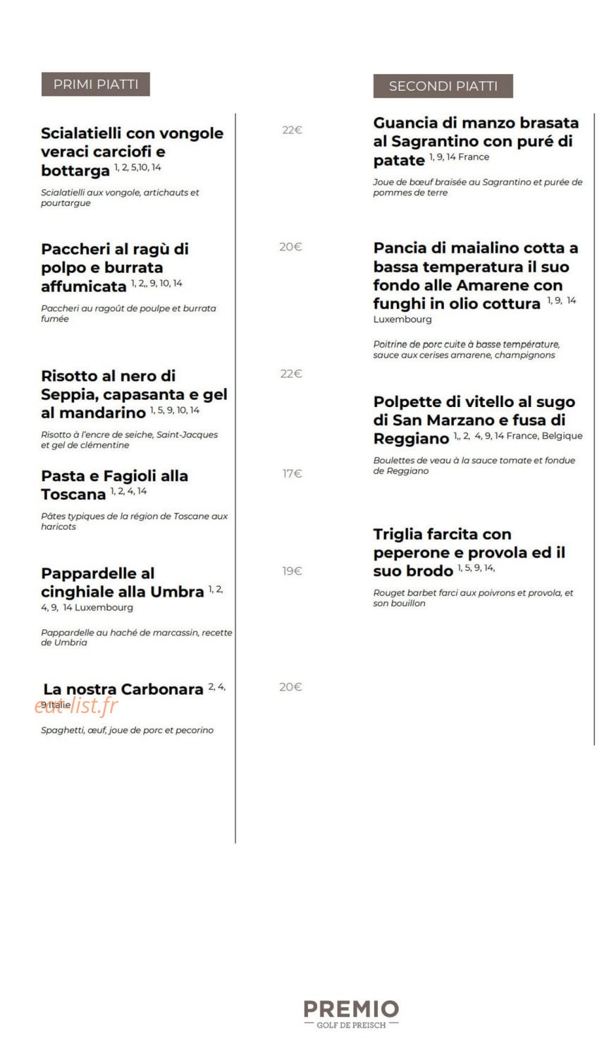 Ristorante Premio — carte page 3