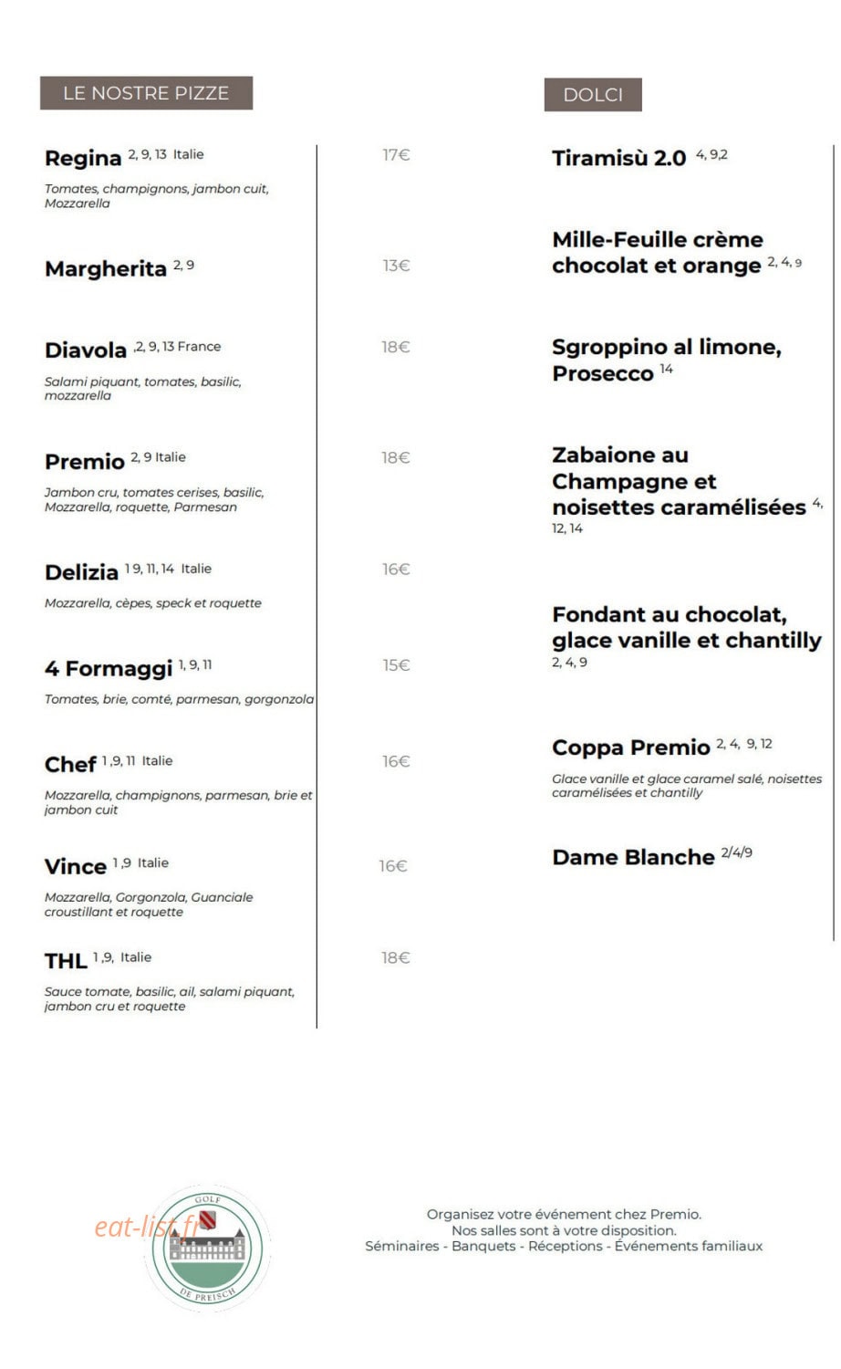 Ristorante Premio — carte page 4