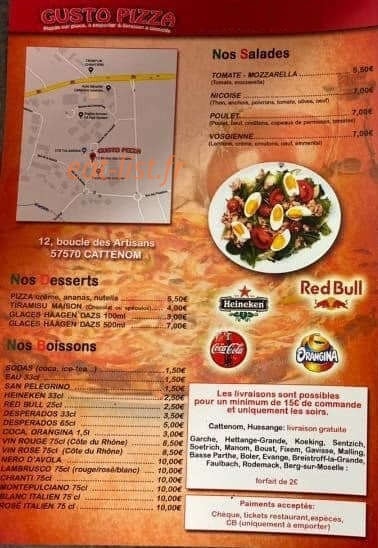 Gusto Pizza — carte page 4