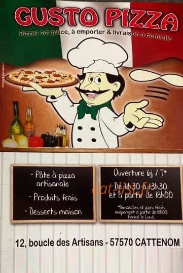 Gusto Pizza — carte page 1