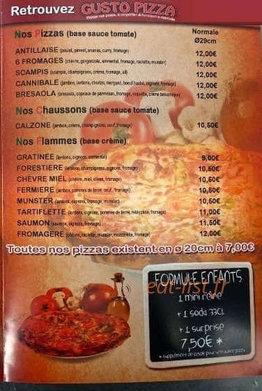 Gusto Pizza — carte page 3