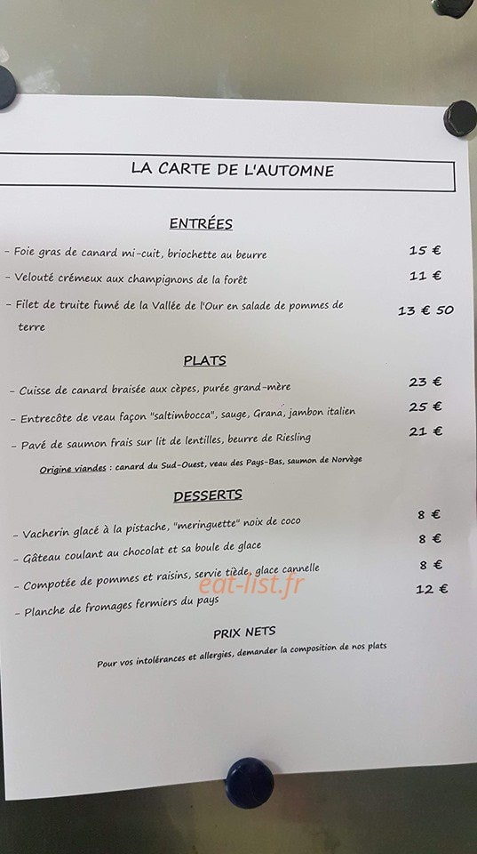 Auberge de la Petite Carcassonne — carte page 1