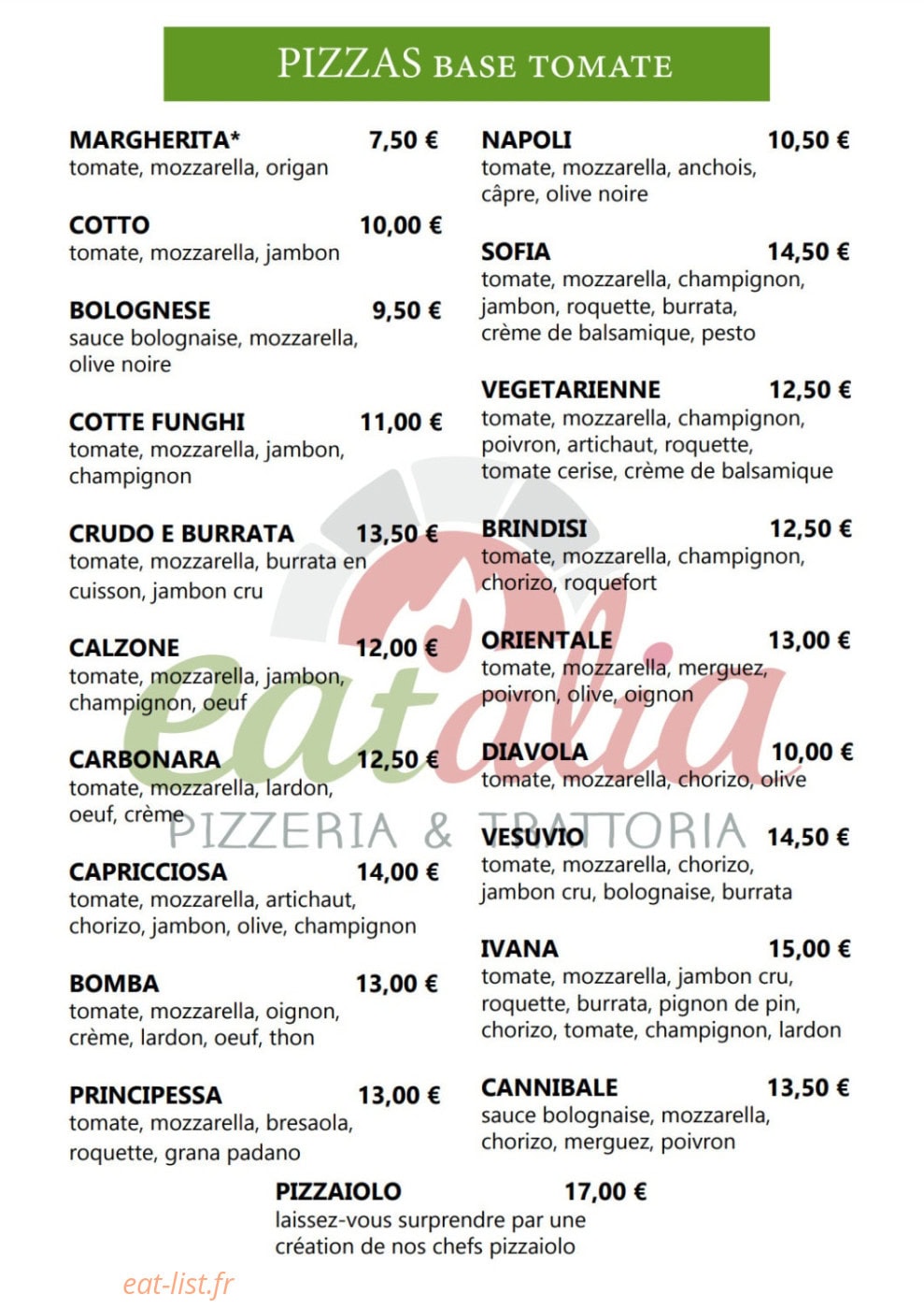 Eat'alia — carte page 1