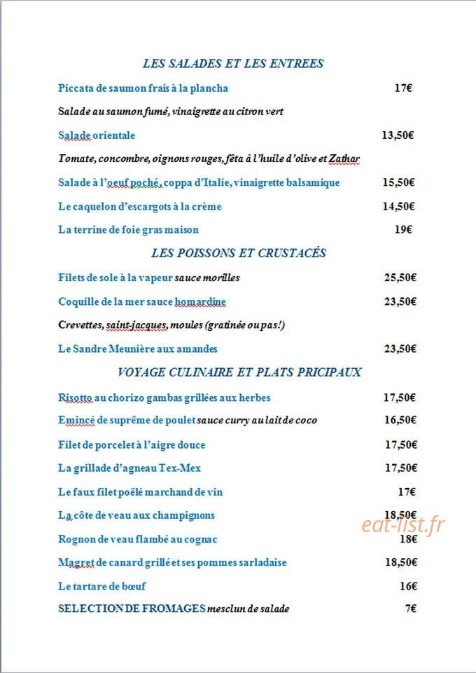 Auberge de Delme — carte page 1