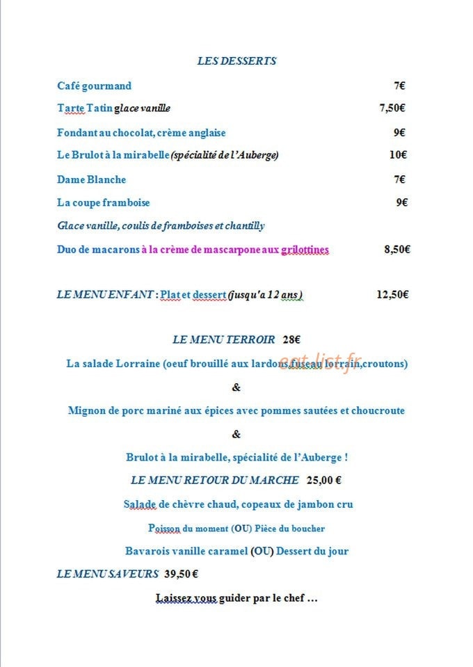 Auberge de Delme — carte page 2