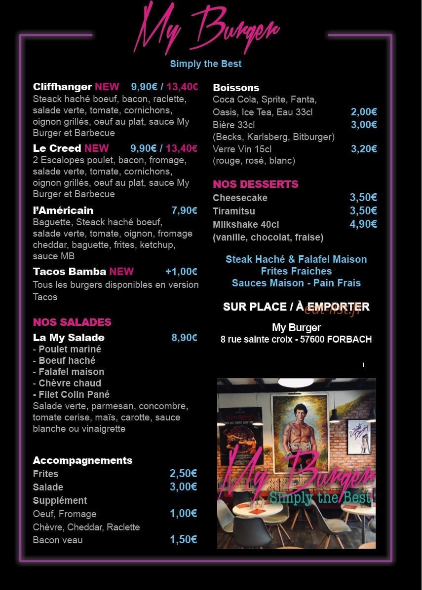 My Burger — carte page 2