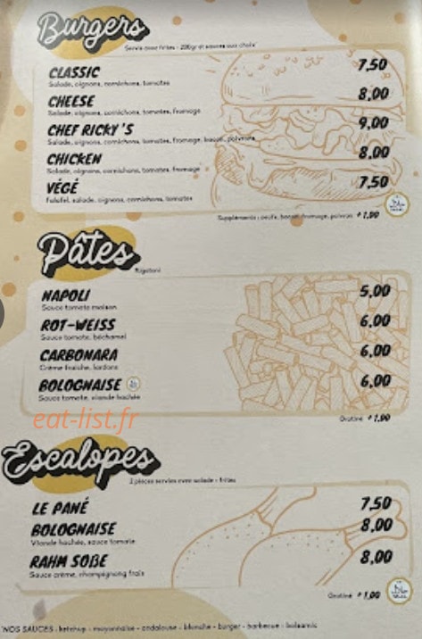 Ricky’s — carte page 1