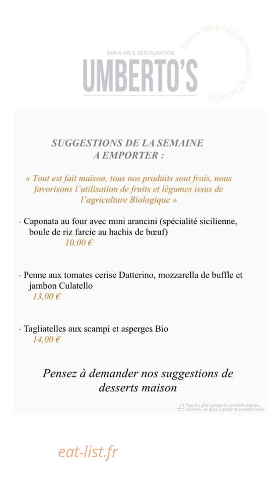Umberto'S — carte page 1