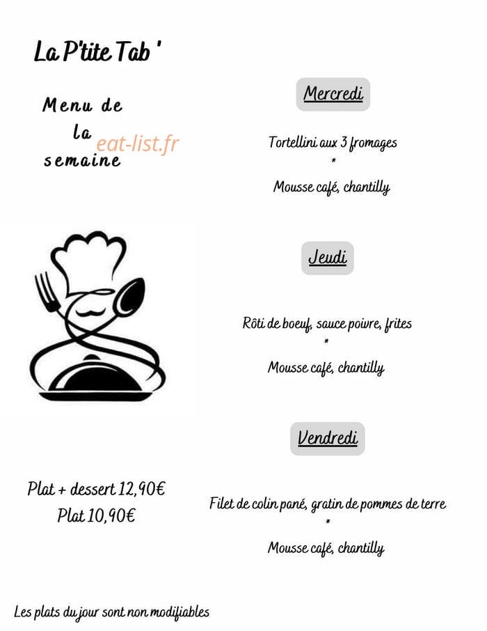 La P’tite Tab' — carte page 3