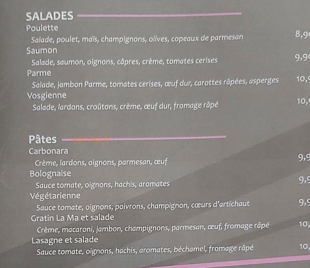 La Ma pizza — carte page 4