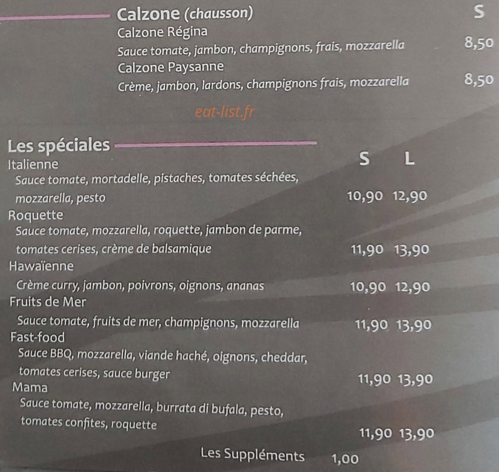 La Ma pizza — carte page 3