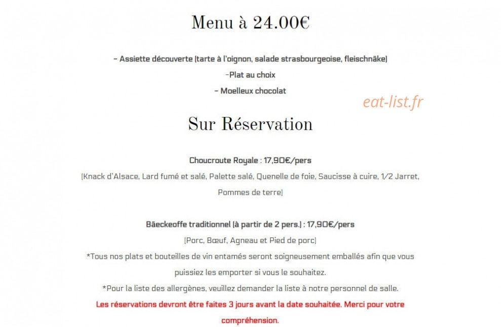 Chez l'Alsacien — carte page 1