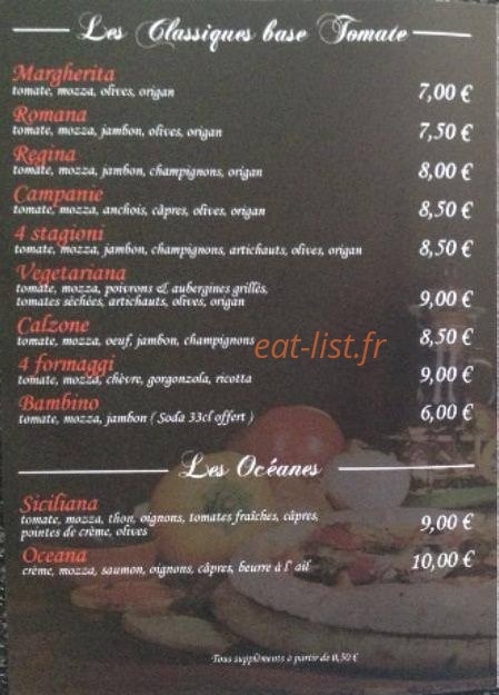 Delizia Pizza — carte page 2