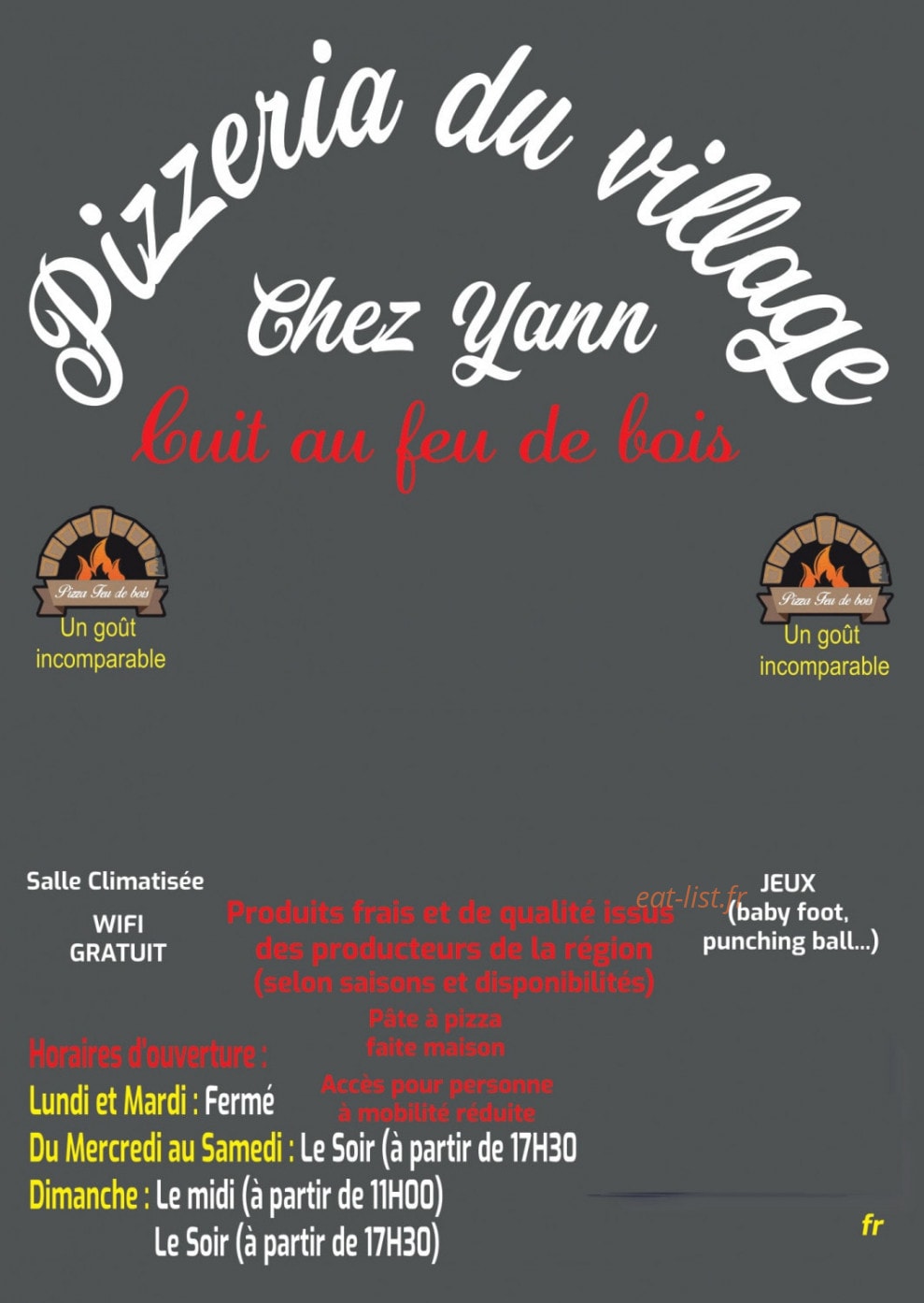 Pizzeria du village — carte page 1