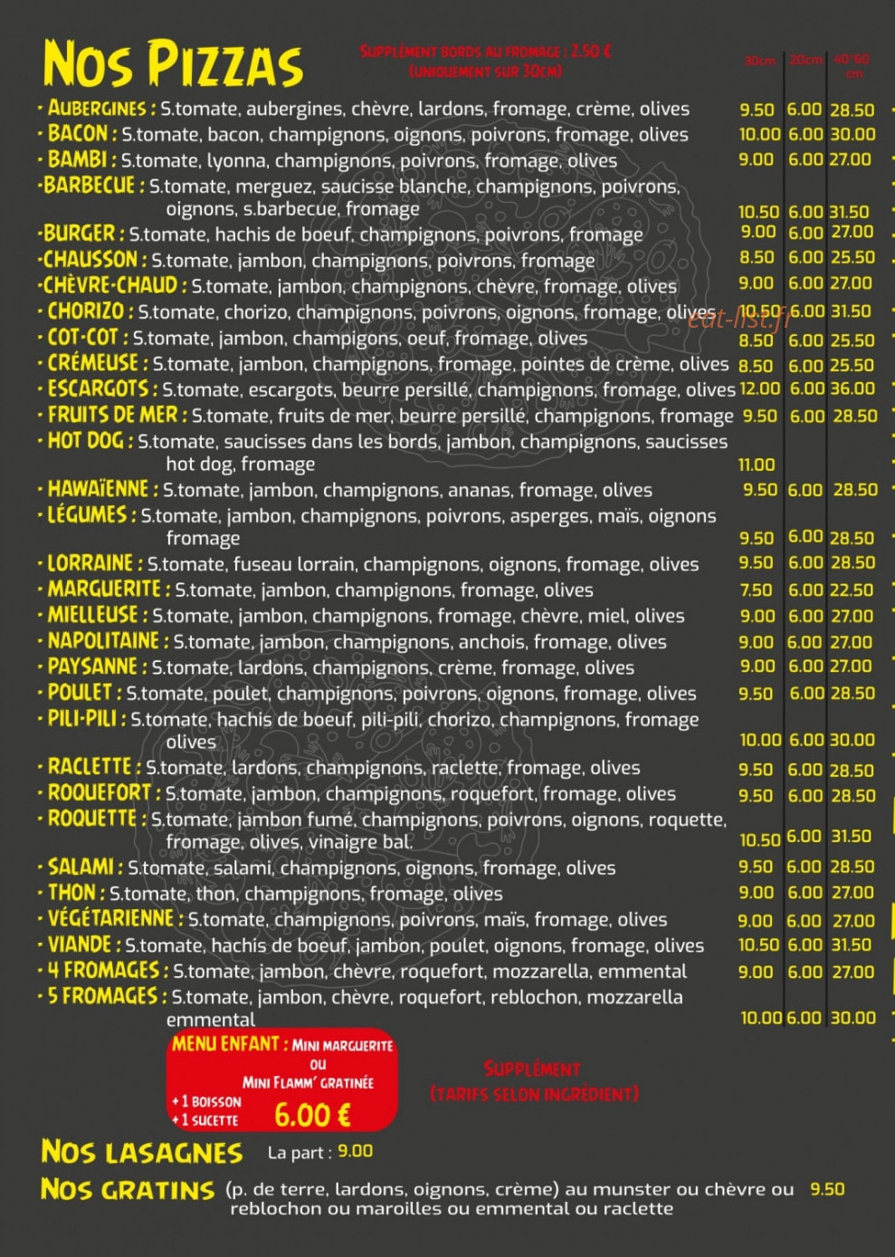 Pizzeria du village — carte page 2
