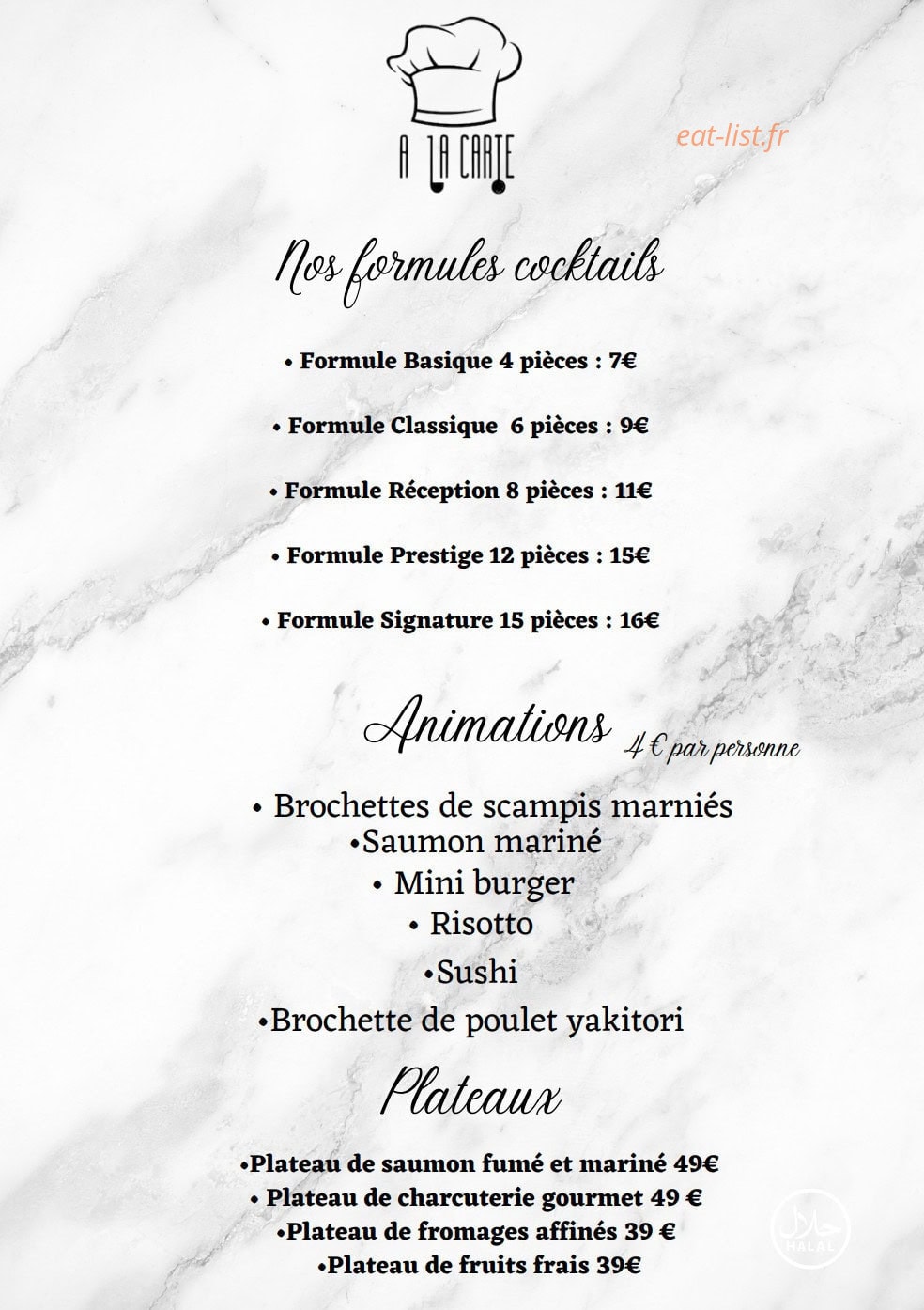 A la carte — carte page 6