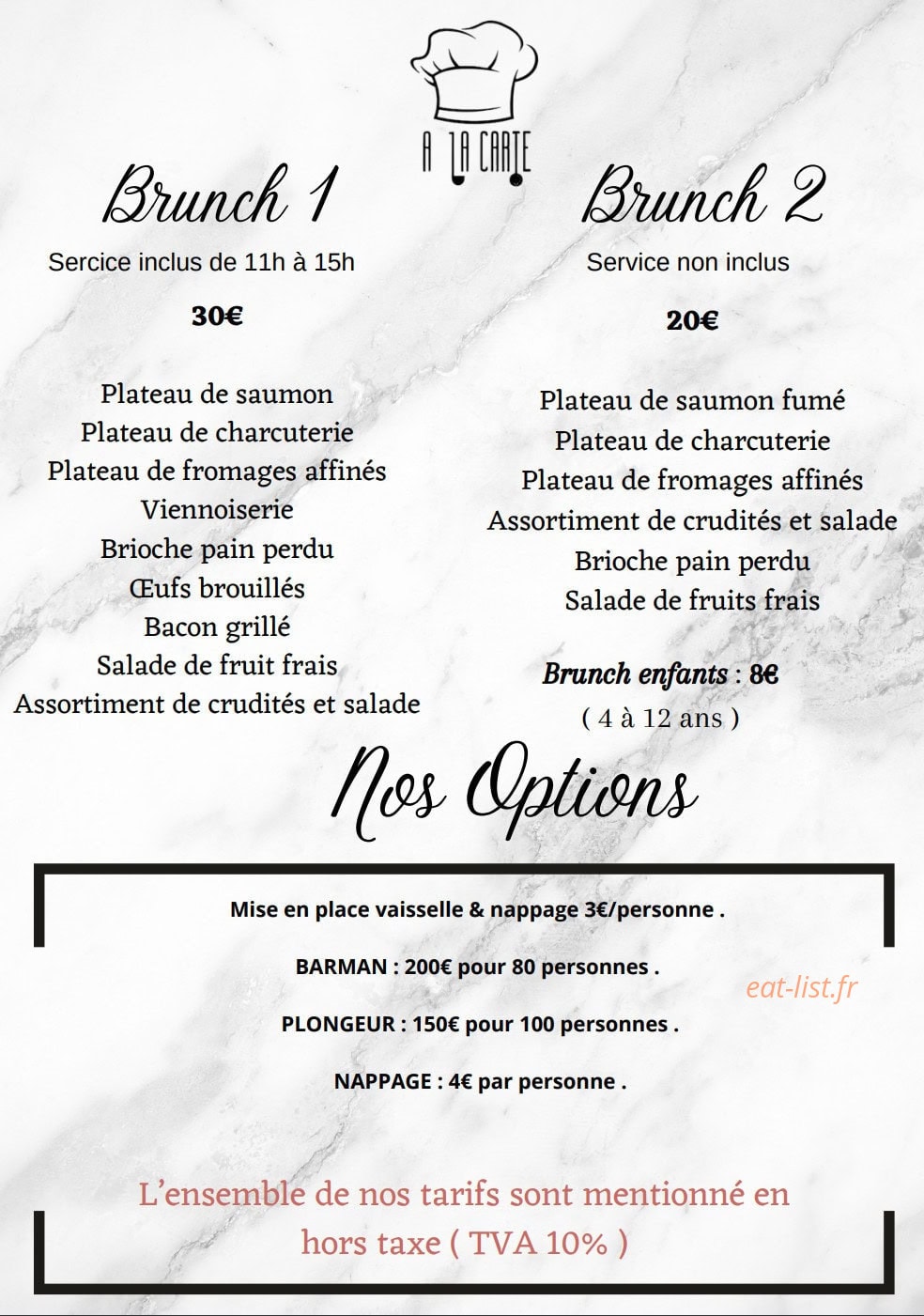 A la carte — carte page 9