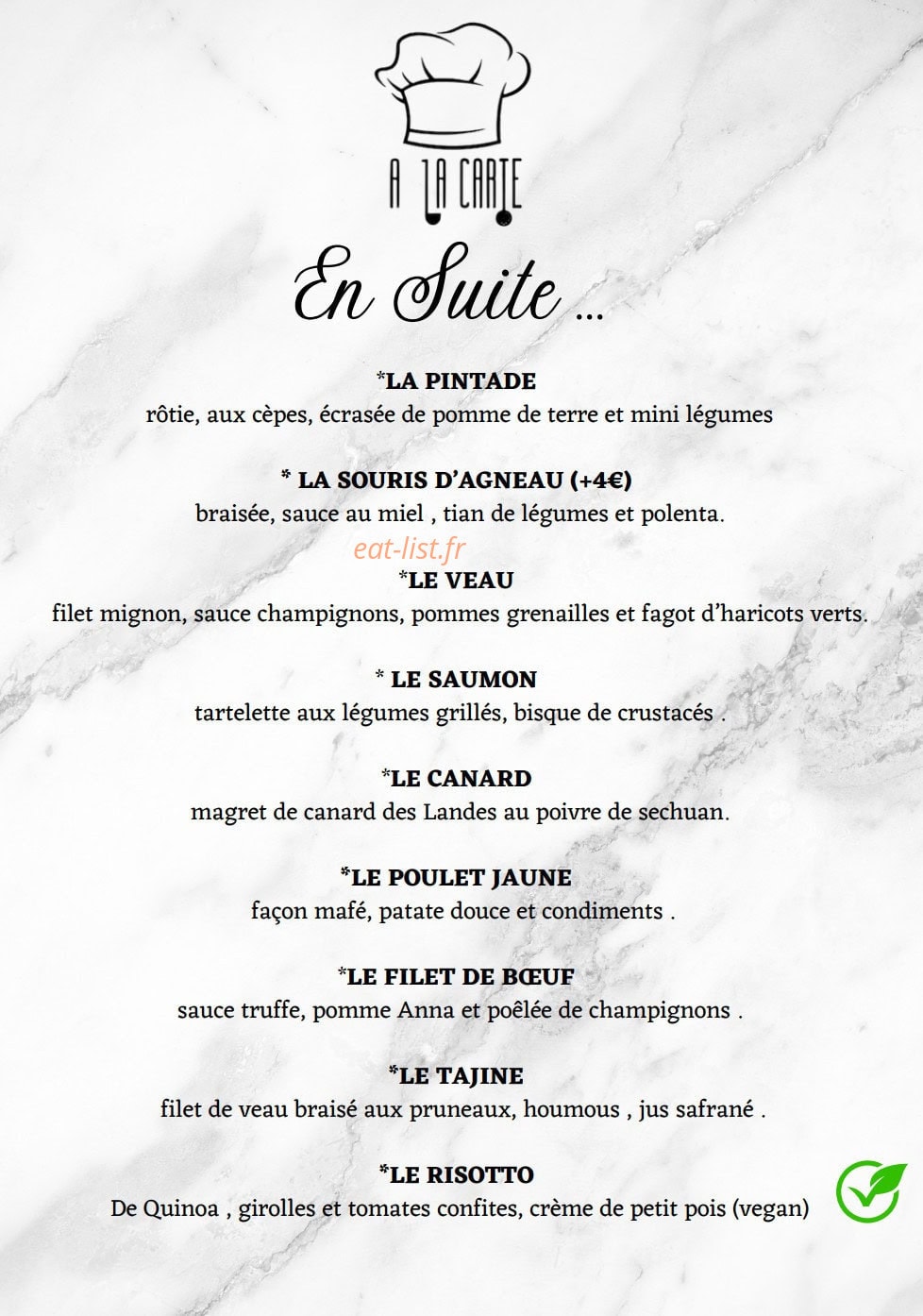 A la carte — carte page 3