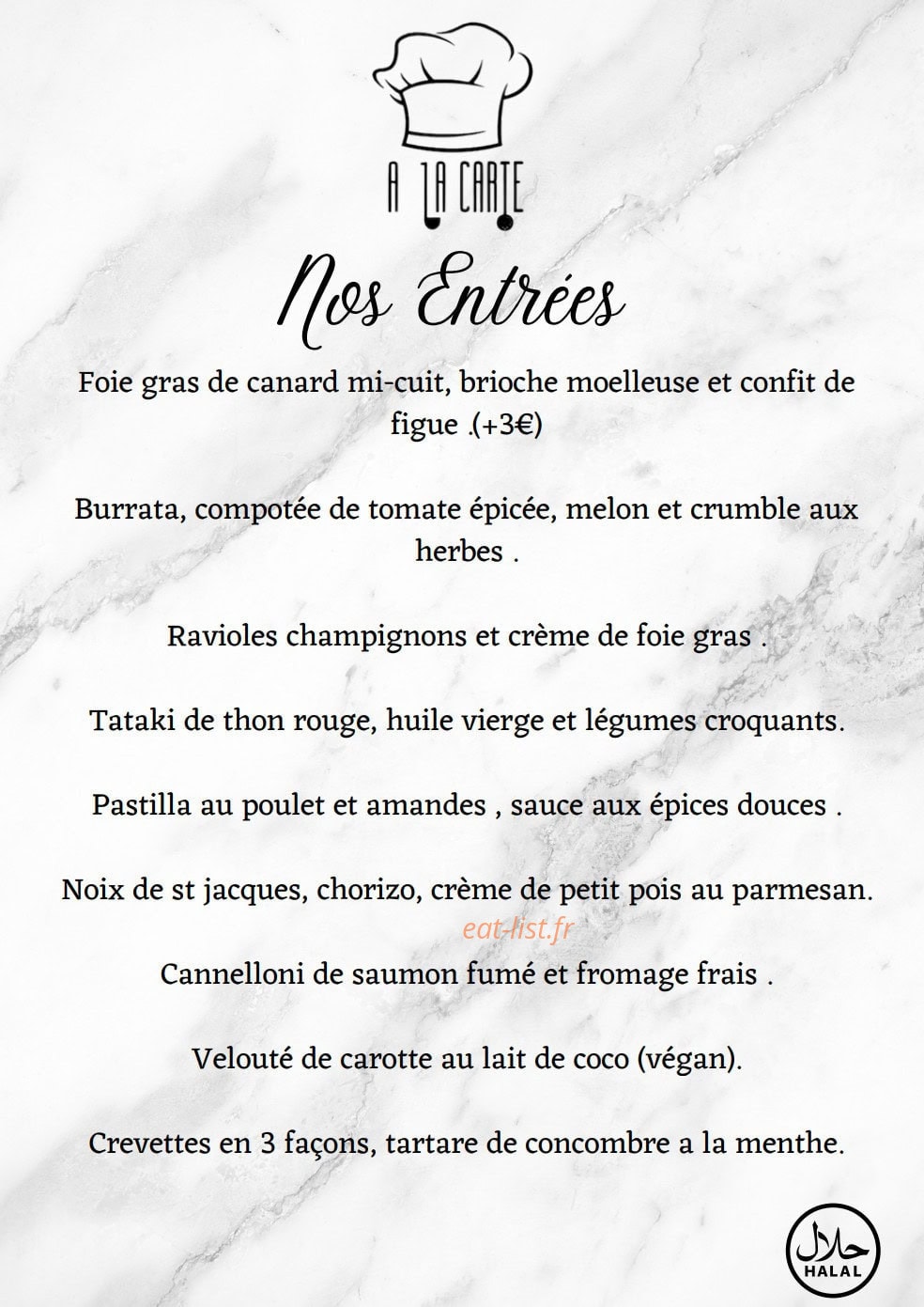 A la carte — carte page 2