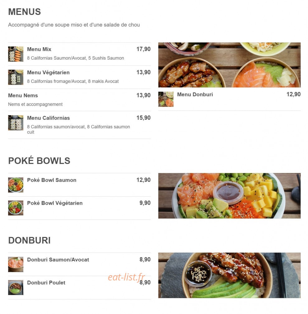 Sushi Gold — carte page 1