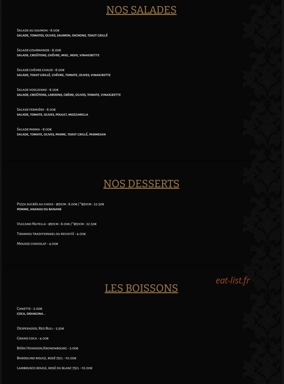 Mega pizz — carte page 6