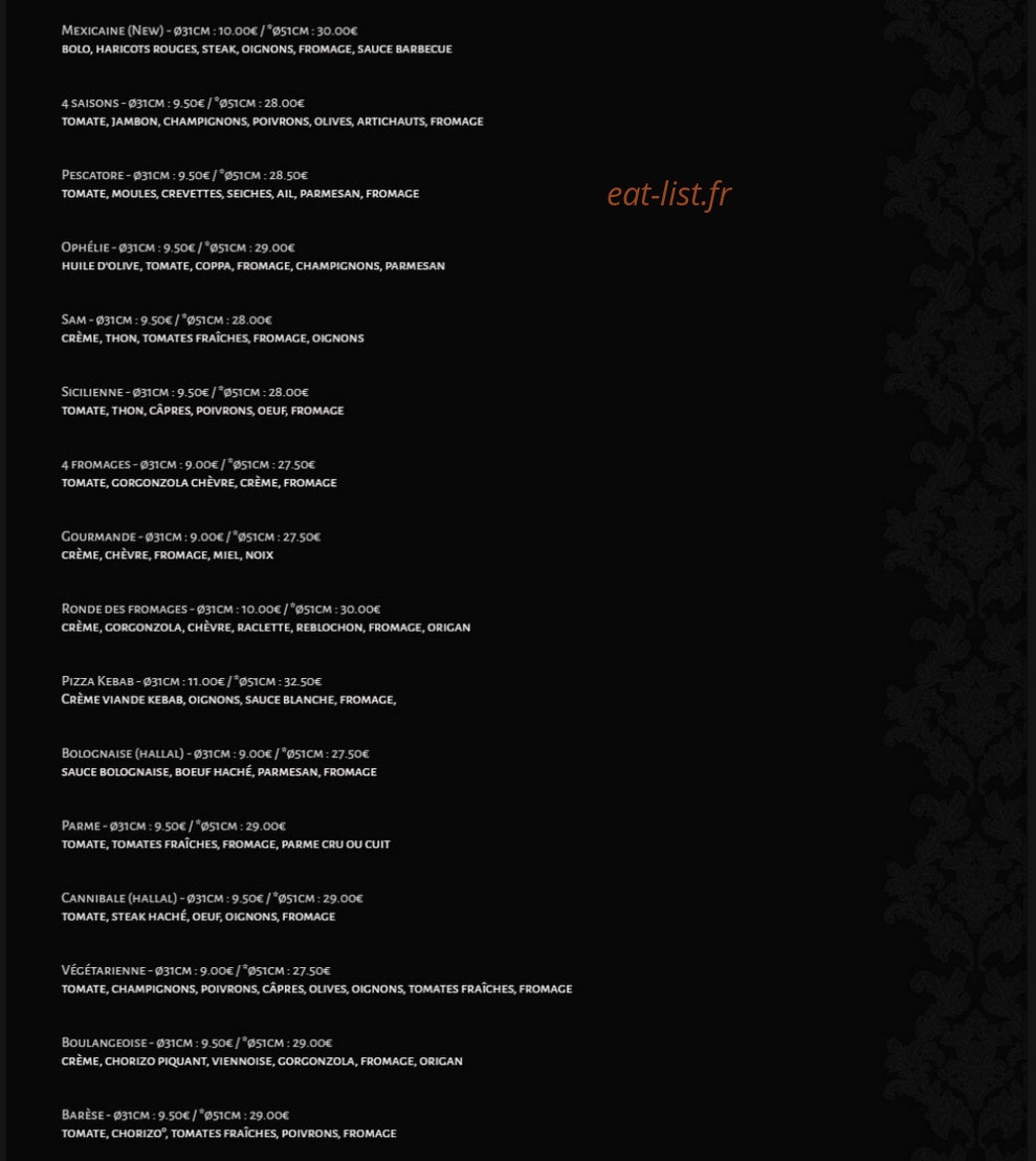 Mega pizz — carte page 2