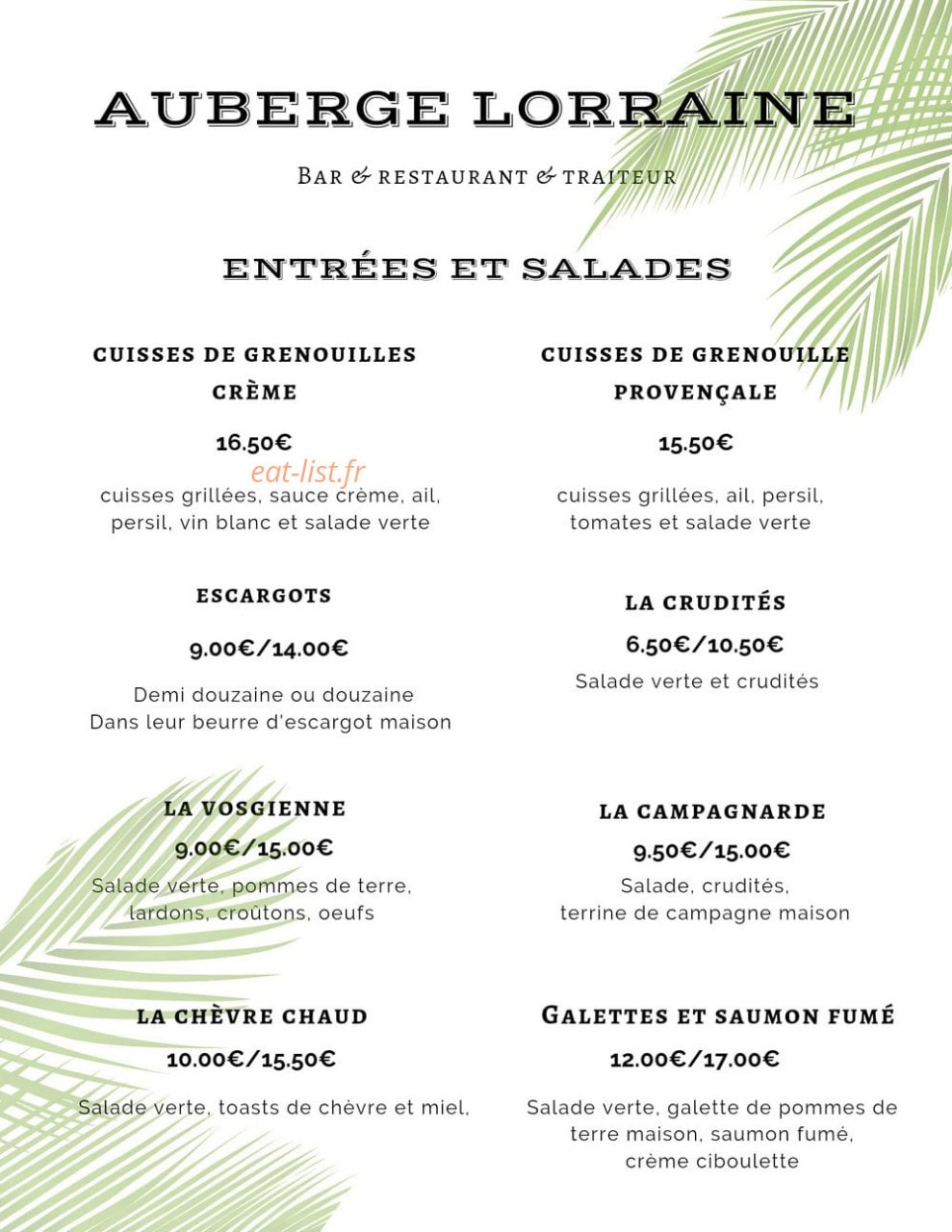 L'auberge Lorraine — carte page 1