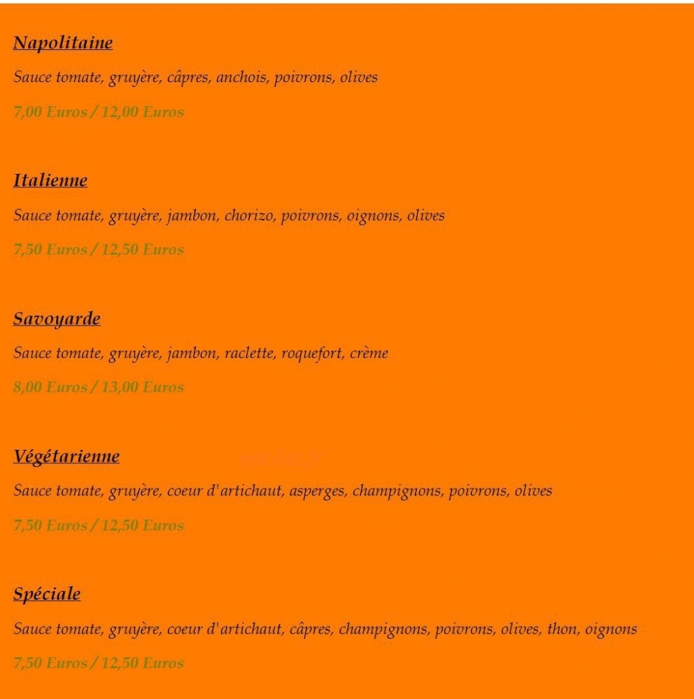 Pizz'ayo — carte page 2