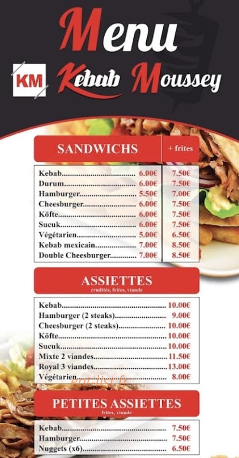 Kebab Moussey — carte page 1