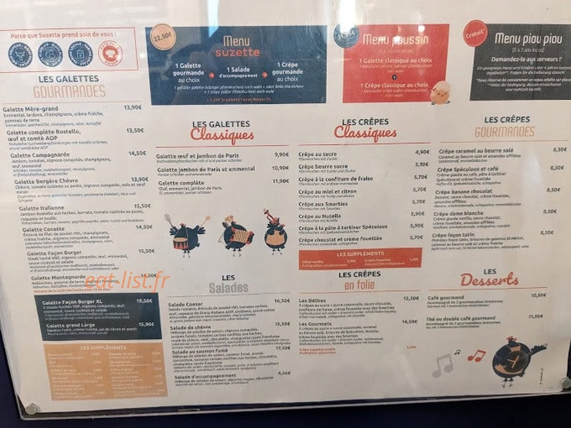 Crêperie Suzette — carte page 1