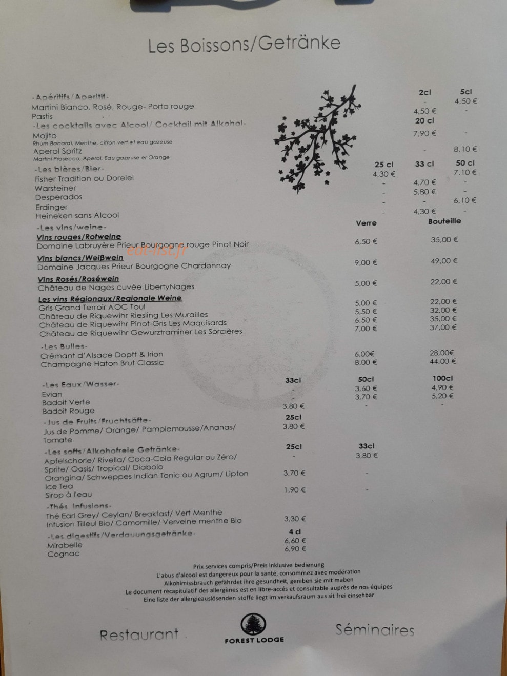Forest Lodge — carte page 2