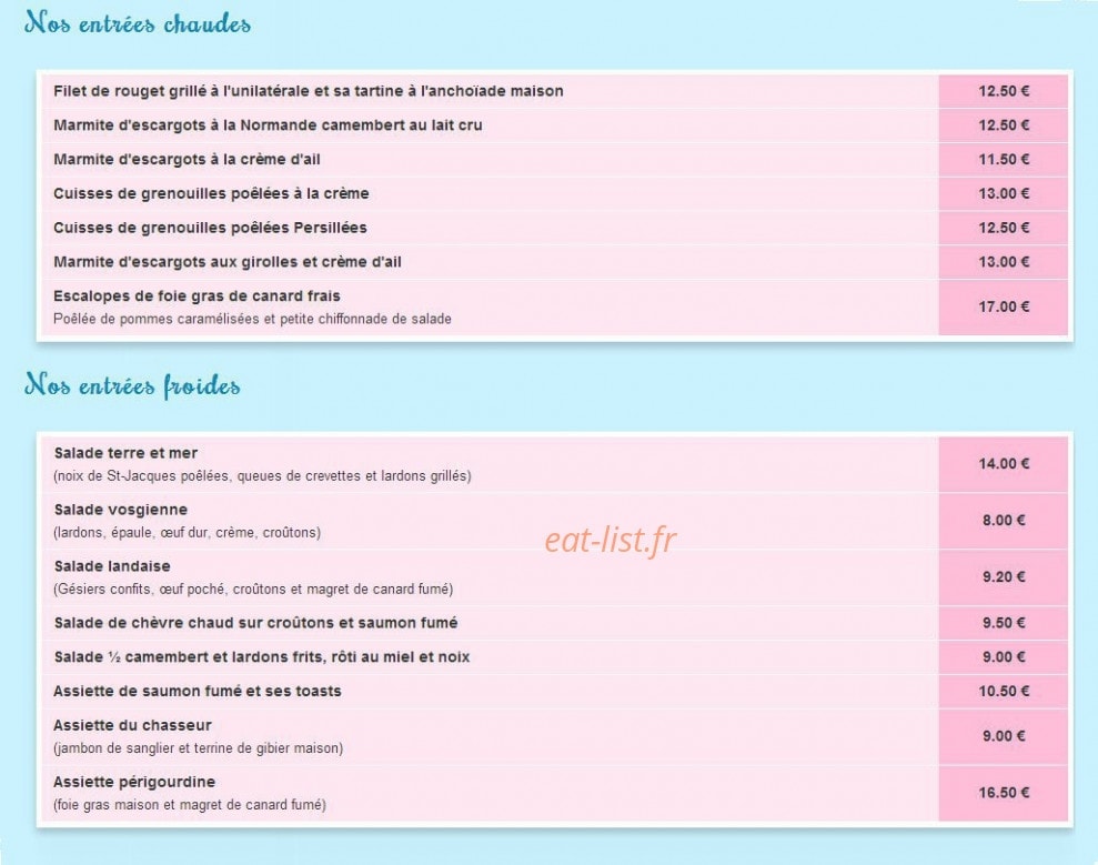 Restaurant du Bout des Canards — carte page 4