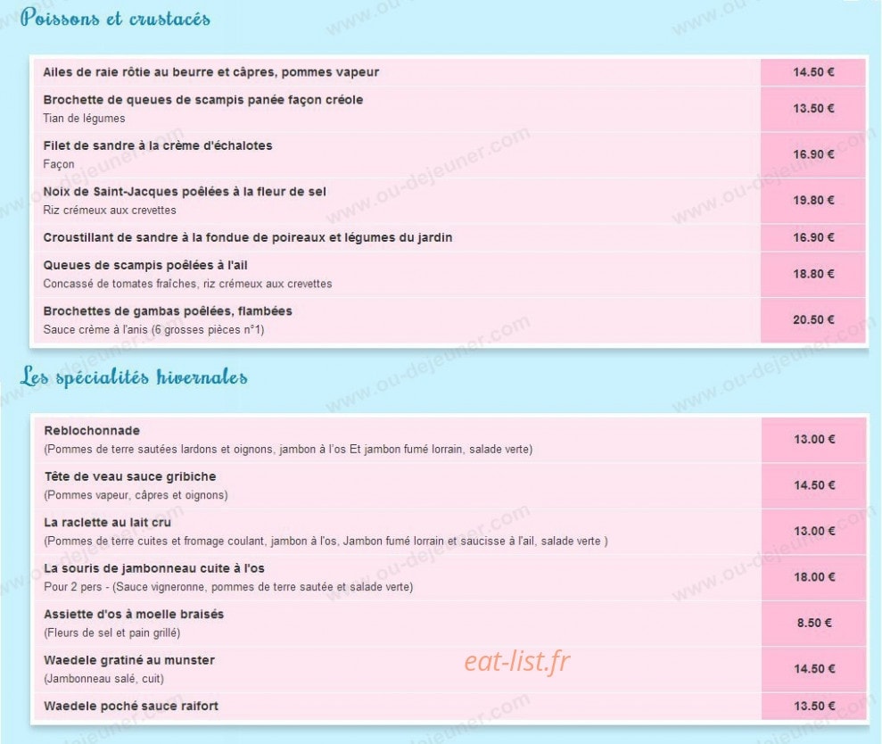 Restaurant du Bout des Canards — carte page 5