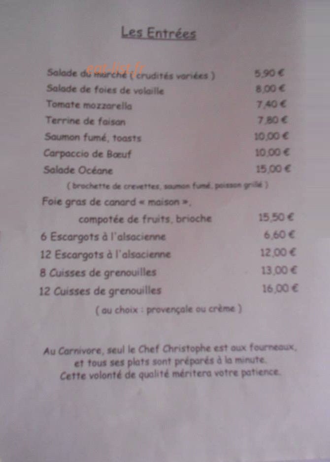 Le Carnivore — carte page 1